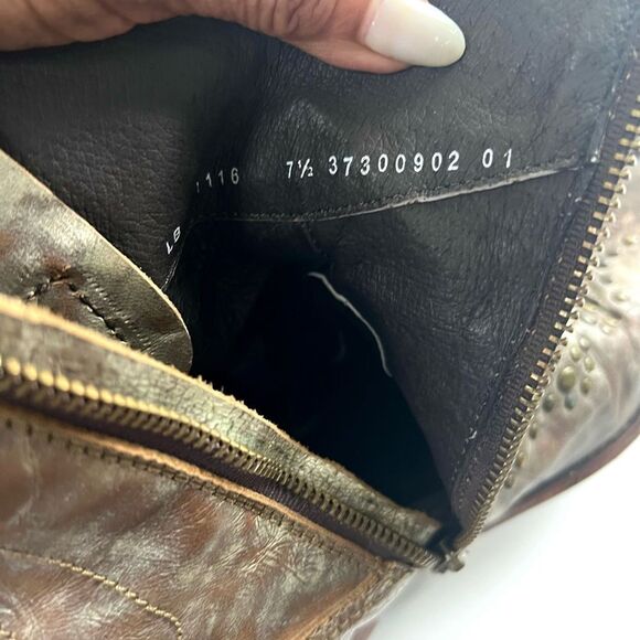 Liberty Black Studded Brown Leather Ankle Boots - Picture 10 of 12